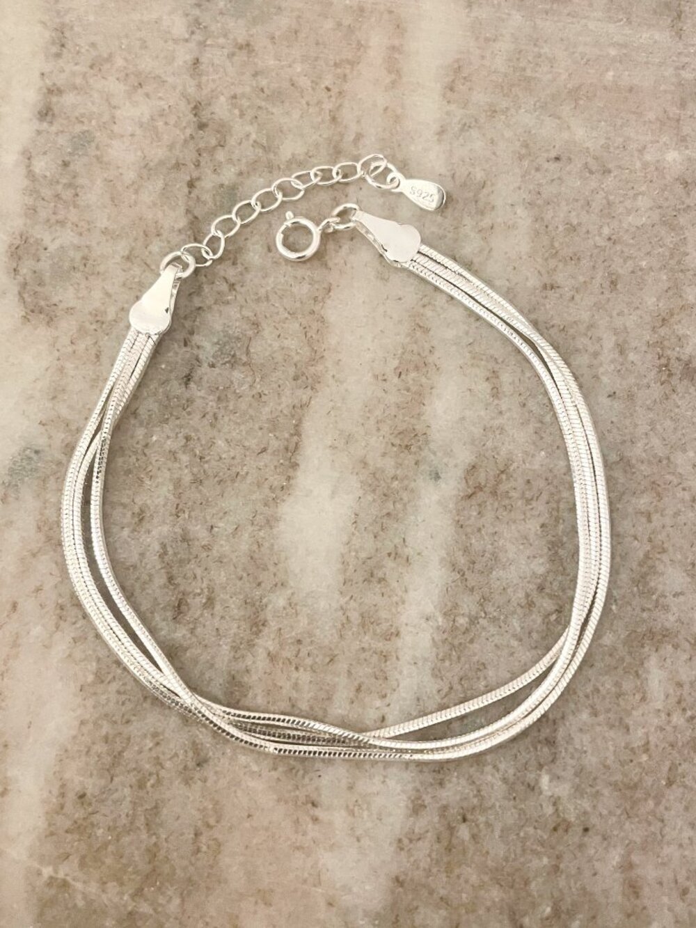 925 Sterling Silver Multi-Layer Triple Layer Bracelet Dainty Minimalist Bracelet